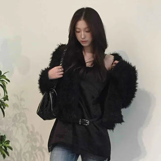 Luxury Fringe Shirred Loose Fit Long Cardigan