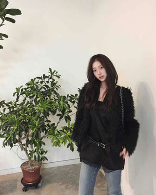 Luxury Fringe Shirred Loose Fit Long Cardigan