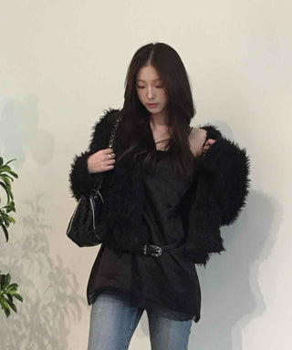 Luxury Fringe Shirred Loose Fit Long Cardigan
