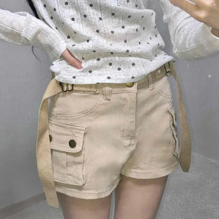 Cargo Flap Pocket Belted Roll-up Shorts