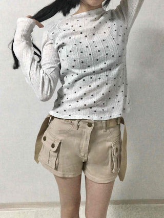 Cargo Flap Pocket Belted Roll-up Shorts