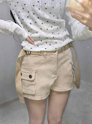 Cargo Flap Pocket Belted Roll-up Shorts