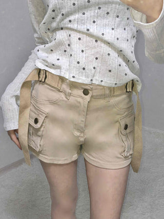 Cargo Flap Pocket Belted Roll-up Shorts