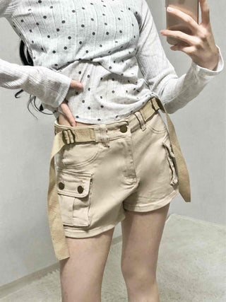 Cargo Flap Pocket Belted Roll-up Shorts