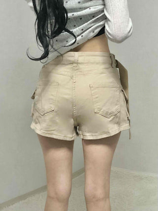 Cargo Flap Pocket Belted Roll-up Shorts