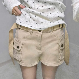Cargo Flap Pocket Belted Roll-up Shorts