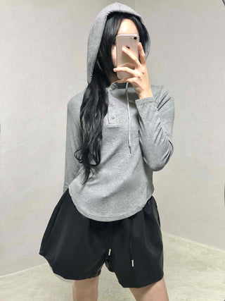 Slim Fit Button Hooded Long Sleeve T-shirt