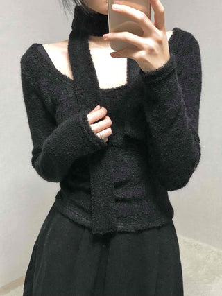 Soft Lambskin Shoulder Cut Mock Neck T-shirt