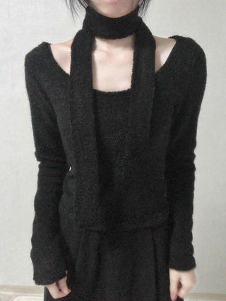 Soft Lambskin Shoulder Cut Mock Neck T-shirt