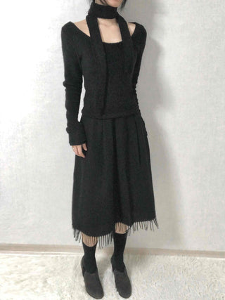 Soft Lambskin Shoulder Cut Mock Neck T-shirt