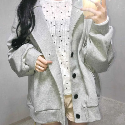 Soft Hooded Fleece Oversized Patch Zip-Up Jacket
