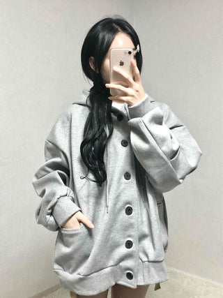 Soft Hooded Fleece Oversized Patch Zip-Up Jacket