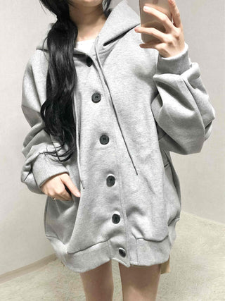 Soft Hooded Fleece Oversized Patch Zip-Up Jacket