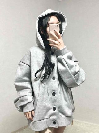 Soft Hooded Fleece Oversized Patch Zip-Up Jacket