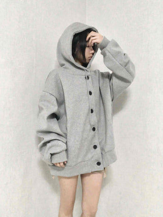 Soft Hooded Fleece Oversized Patch Zip-Up Jacket
