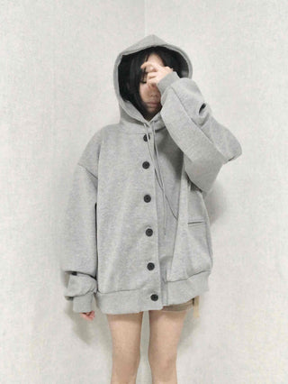 Soft Hooded Fleece Oversized Patch Zip-Up Jacket