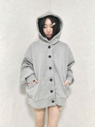 Soft Hooded Fleece Oversized Patch Zip-Up Jacket