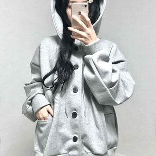 Soft Hooded Fleece Oversized Patch Zip-Up Jacket