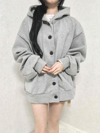 Soft Hooded Fleece Oversized Patch Zip-Up Jacket
