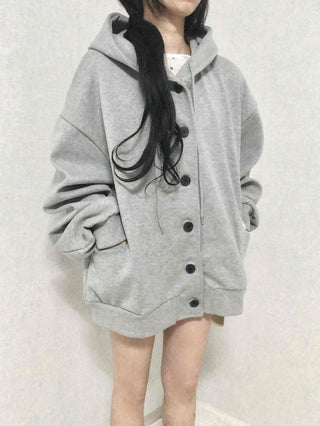 Soft Hooded Fleece Oversized Patch Zip-Up Jacket