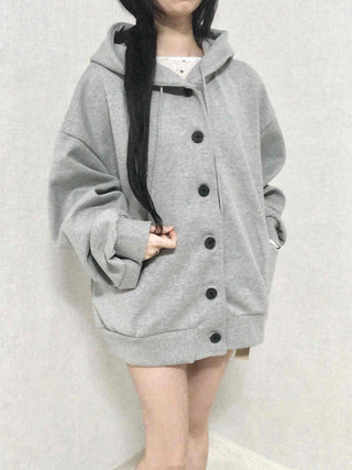 Soft Hooded Fleece Oversized Patch Zip-Up Jacket