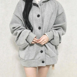 Soft Hooded Fleece Oversized Patch Zip-Up Jacket
