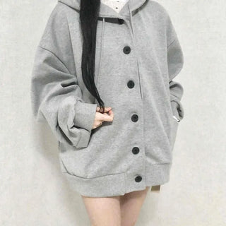 Soft Hooded Fleece Oversized Patch Zip-Up Jacket