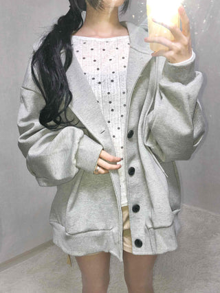 Soft Hooded Fleece Oversized Patch Zip-Up Jacket