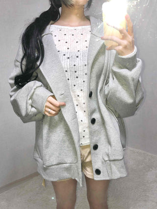 Soft Hooded Fleece Oversized Patch Zip-Up Jacket
