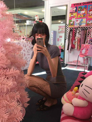 Ribbed Mock Turtleneck Short Sleeve Knit Mini Dress