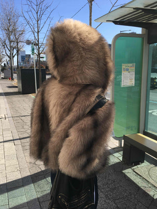 Rabbit Oversized Hooded Fur Jacket