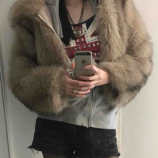 Rabbit Oversized Hooded Fur Jacket