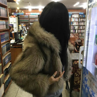 Rabbit Oversized Hooded Fur Jacket