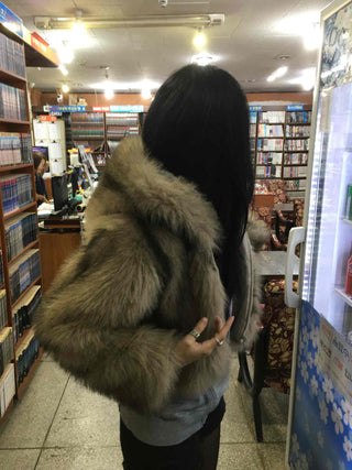 Rabbit Oversized Hooded Fur Jacket
