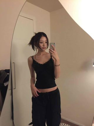 Scallop Feminine Crop Slim Knit Sleeveless