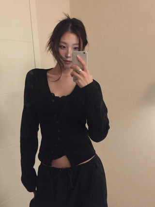 Scallop Feminine Crop Slim Knit Sleeveless