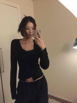 Scallop Feminine Crop Slim Knit Sleeveless