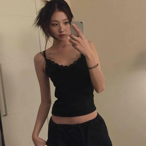 Scallop Feminine Crop Slim Knit Sleeveless