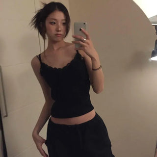 Scallop Feminine Crop Slim Knit Sleeveless