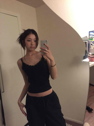 Scallop Feminine Crop Slim Knit Sleeveless