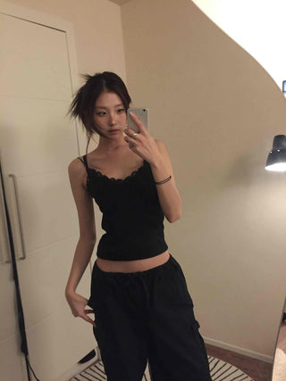 Scallop Feminine Crop Slim Knit Sleeveless