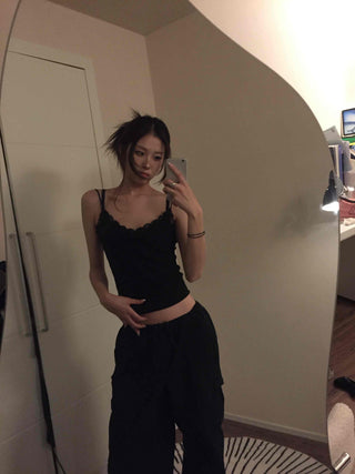 Scallop Feminine Crop Slim Knit Sleeveless