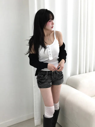 Ate Button Ribbed Sleeveless Top