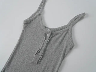 Ate Button Ribbed Sleeveless Top