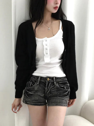 Ate Button Ribbed Sleeveless Top