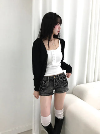 Ate Button Ribbed Sleeveless Top