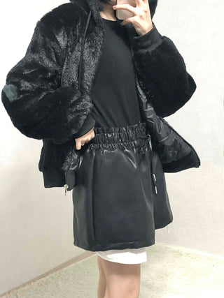 Faux leather shirred balloon fit shorts