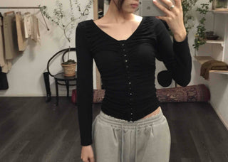 Sexy V-neck Button Slim Fit Crop Cardigan