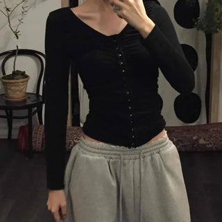 Sexy V-neck Button Slim Fit Crop Cardigan