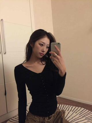 Sexy V-neck Button Slim Fit Crop Cardigan